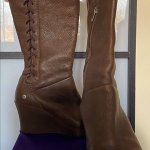 Wool trimmed leather Ugg Boots